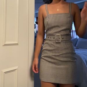 White and black striped tight dress